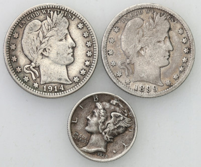 USA monety srebrne 3 sztuki St.3