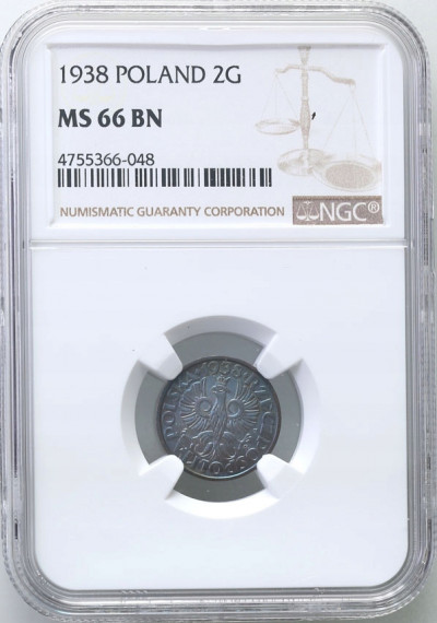 II RP 2 grosze 1938 NGC MS66 BN (MAX)