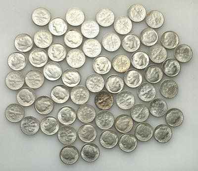 USA 10 centów SREBRO różne daty 60 szt. st.1/2+