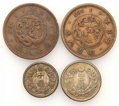 Japonia 1-20 sen lot 4 szt. st.3/3+