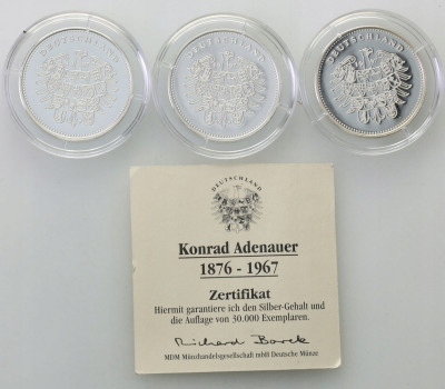 Niemcy medal Konrad Adenauer 1997 3szt St.L