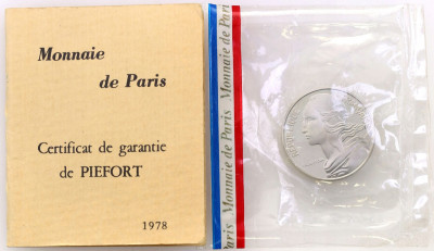 Francja 20 franków 1978 Paryż Piedfort RZADKIE