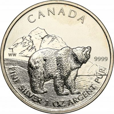 Kanada 5 dolarów 2011 niedźwiedź SREBRO UNCJA