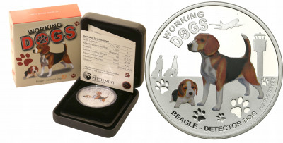 Tuvalu 1 dolar 2011 Pies Beagle SREBRO UNCJA