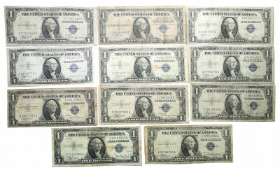 USA 1 dolar 935 Silver Certificate lot 11 szt st.4