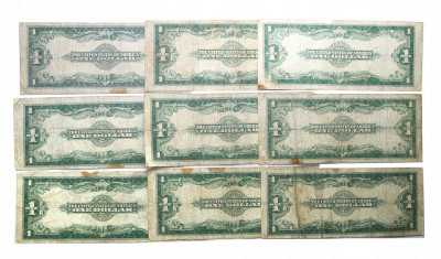 USA 1 dolar 1923 Silver Certificate lot 9 szt st.4
