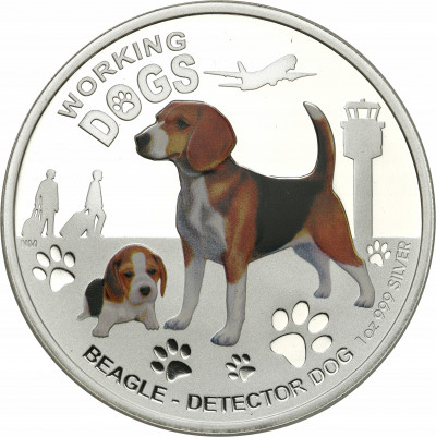 Tuvalu 1 dolar 2011 Pies Beagle SREBRO UNCJA