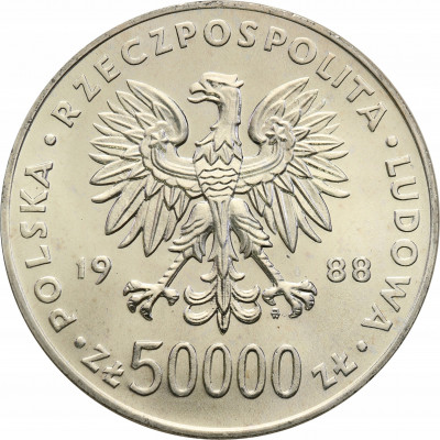 PRL 50000 zł 1988 Józef Piłsudski st.L- lustrzanka
