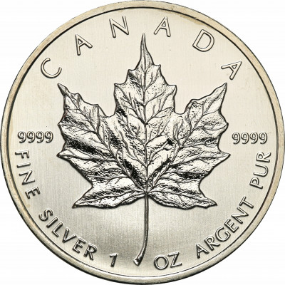 Kanada 5 dolarów 2010 listek SREBRO UNCJA