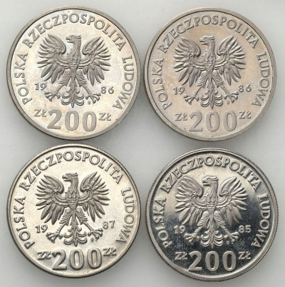 PRÓBA CuNi 200 złotych 1985-1986 lot 4 szt. st.1