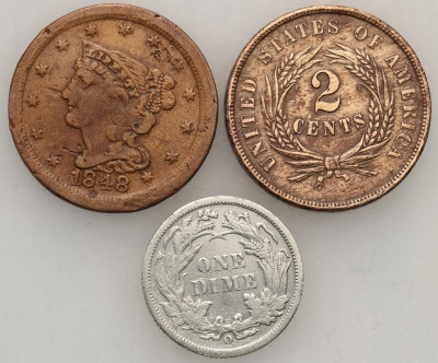 USA zestaw monet centów 1848-1891 st.3+