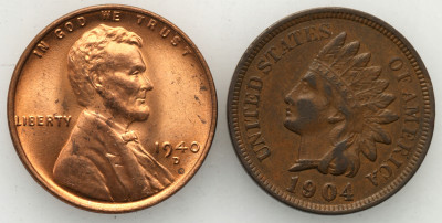 USA 1 cent 1904 + 1 cent 1940 - lot 2 sztuk
