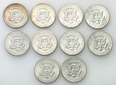 USA Kennedy 1/2 dolara 1964 SREBRO - 10 sztuk
