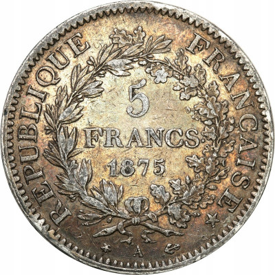 Francja 5 Franków 1875 st.3+