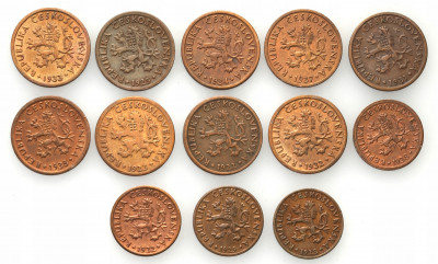 Czechosłowacja 1922-1938 brązy - zestaw 13 sztuk
