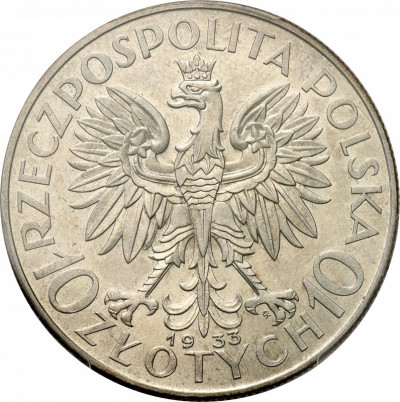 10 złotych 1933 głowa kobiety ze znakiem PCGS MS61