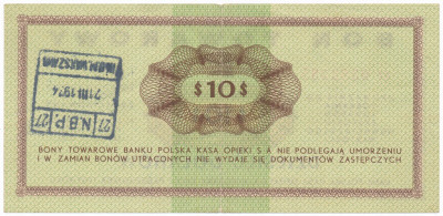 Banknot 10 dolarów 1969 PeKaO seria Ef st.3