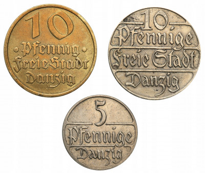 WMG Danzig 10 fenigów 1932 + 1923 + 5 fenigów 1923