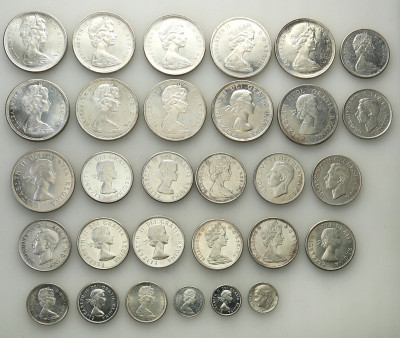 Australia/Kanada 10 centów-1 dolar SREBRO - 30 szt