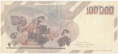 Banknot Włochy 100 000 lirów 1983 st.3+