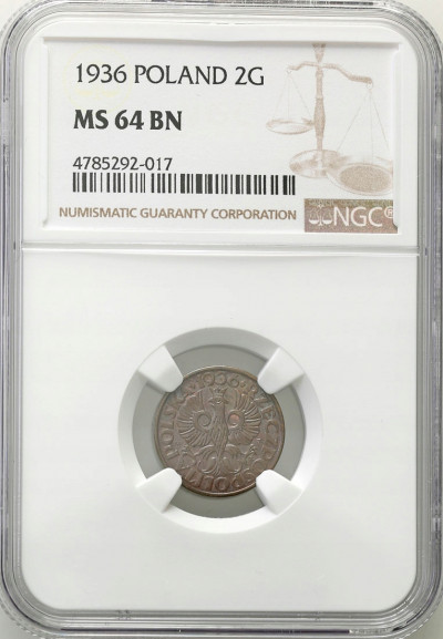 II RP. 2 grosze 1936 NGC MS64 BN