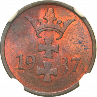 W. Miasto Gdańsk Danzig 1 fenig 1937 NGC MS64 RB