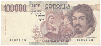 Banknot Włochy 100 000 lirów 1983 st.3+