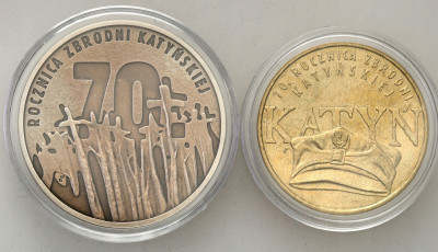 2 złote + 10 złotych Katyń 2010 zestaw 2 sztuk