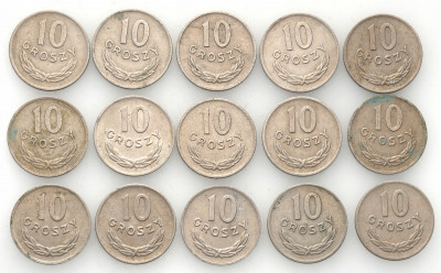 10 groszy 1949 CuNi zestaw 15 sztuk st.3