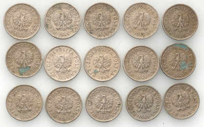 10 groszy 1949 CuNi zestaw 15 sztuk st.3