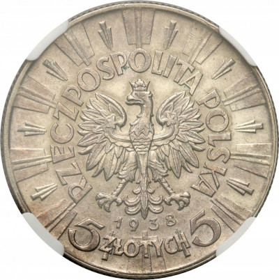 II RP 5 złotych 1938 Piłsudski NGC AU-details