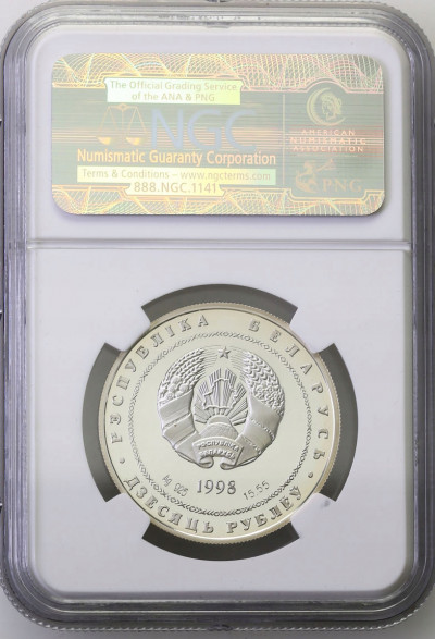 Białoruś 10 rubli 1998 Mickiewicz NGC PF69 UC(MAX)