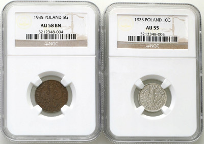 II RP monety w slabach NGC - zestaw 2 sztuk