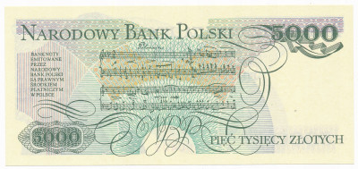 Banknot 5000 złotych 1986 seria AY st.1