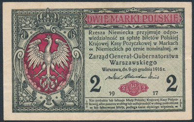Banknot 2 marki polskie 1916 Generał seria B st.2