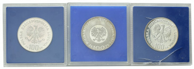 100 złotych 1973-79 - zestaw 3 sztuk - st.L