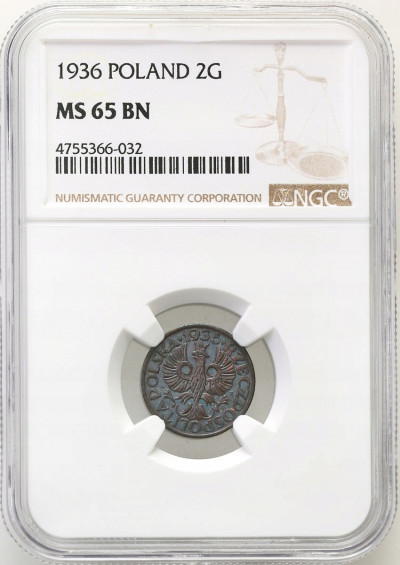 II RP 2 grosze 1936 NGC MS65 BN (2 MAX)