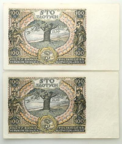 Banknoty 100 złotych 1934 seria C.K. - 2 szt. st.2