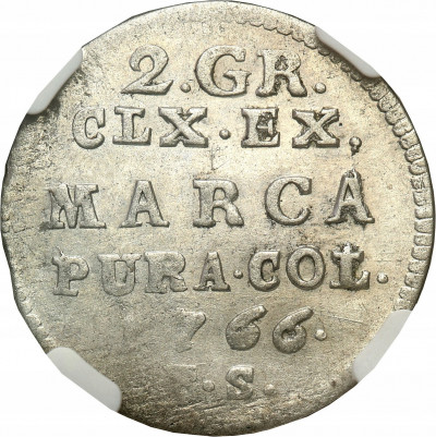 S.A Poniatowski 2 grosze (półzłotek) 1766 NGC MS61