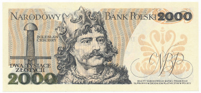 Banknot 2000 złotych 1982 seria CA st.1
