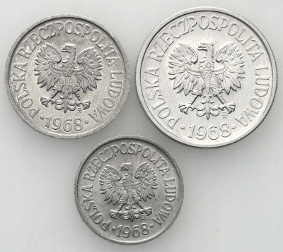 Monety 1968 aluminium zestaw 3 sztuk st.1