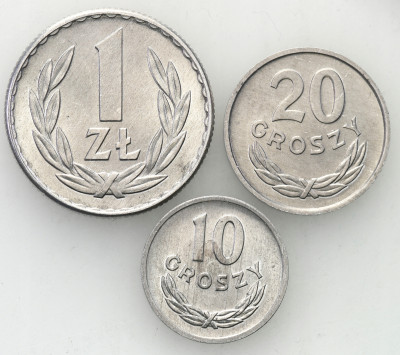 Monety 1966 aluminium zestaw 3 sztuk st.1