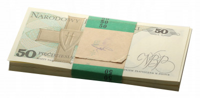 Banknoty 50 złotych 1988 seria KH paczka 100 szt.