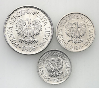 Monety 1966 aluminium zestaw 3 sztuk st.1