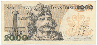 Banknot 2000 złotych 1977 seria N st.3+