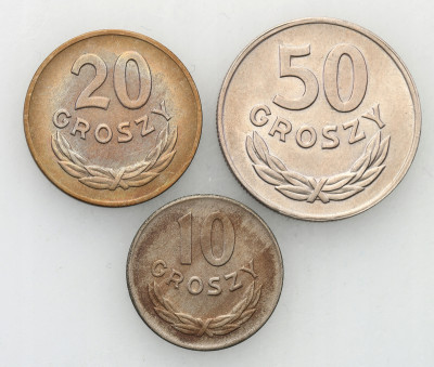Monety CuNi 1949 zestaw 3 sztuk st.1-/2+