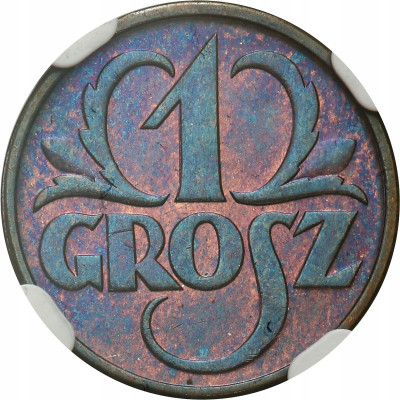 II RP 1 grosz 1935 NGC MS64 RB