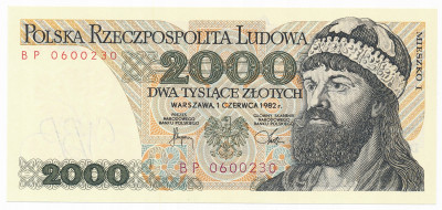 Banknot 2000 złotych 1982 seria BP st.1