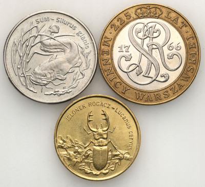 2 złote 1995, 1997 + 20.000 złotych 1991, 3 szt.