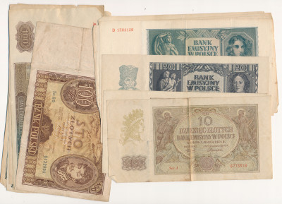 Banknoty 10 - 100 złotych 1934-1941 | 17 sztuk